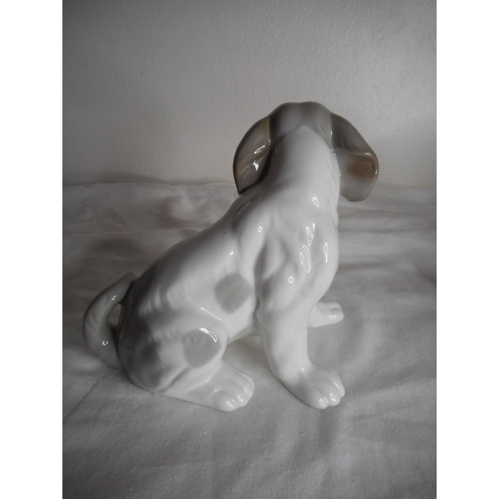 Vintage Lot of 2 KPM German Porcelain dog puppy figurines Grey White Estate Find - Picture 4 of 12